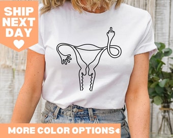 Middle Finger Uterus TShirt, LGBTQ Tee, Feminist shirt, Feminism shirt, girl power shirt, Middle Finger Tshirt, Women&#39;s Pro Choice Shirt