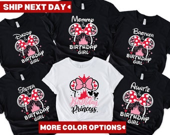 Camiseta familiar de cumpleaños de Minnie, camiseta familiar de cumpleaños a juego, camiseta de cumpleaños de Minnie, camiseta familiar de cumpleaños de Disney, camiseta familiar de cumpleaños de niña