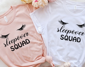 Sleepover Squad T-shirt, Slumber Personalized Teenager Pjs Shirt, Teen Birthday Squad Shirt, Cute Tween Pajama Set, Slumber Party Pjs Tee