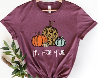 Koszulka "Its Fall Yall", śliczna jesienna koszulka, koszulka z dynią, koszulka na Święto Dziękczynienia, śliczna jesienna koszulka, jesienna koszulka, koszulka "Witaj jesień", bluza z dynią