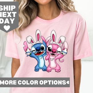 Stitch Easter Shirt, Stitch and Angel Easter Shirt, Disney Easter Shirt, Kids Easter Shirt, Stitch Bunny Shirt, Disney Happy Easter Shirt