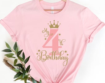 My Fourth Birthday Shirt, Birthday Girl Shirt, 4th Birthday Shirt, Princess Shirt, 4th Birthday Outfit, Gift for Birthday Girl,Toddler Shirt