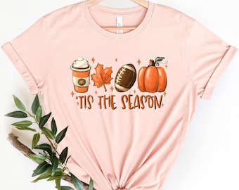 Tis The Season Shirt, Fall Pumpkin Shirt, Football Shirts for Women, Cute Pumpkin Shirt, Women Fall Tees, Fall Season Shirts, Autumn Shirt