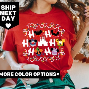 Disney Weihnachten Shirt, Disney Figuren Weihnachten Ho Ho Ho Shirt, Disney Weihnachten Licht Shirt, Disney Weihnachten Familie Passendes Shirt