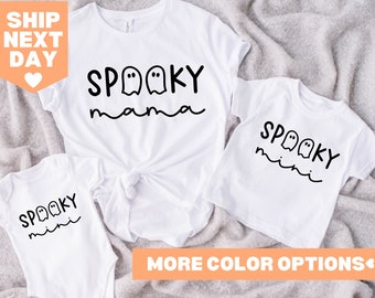 Spooky Mama en Spooky minishirt, Halloween-shirt mama en ik, shirt moeder en baby, bijpassende mama en ik Halloween-shirt, Halloween-shirt