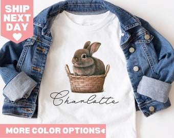 Chemise lapin de Pâques personnalisée, chemise nom de Pâques personnalisée, jolie chemise lapin, chemise de Pâques personnalisée, chemise de Pâques pour enfants, jolie chemise lapin de Pâques