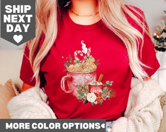 Camiseta de café navideña, camiseta navideña, camiseta para amantes del café, sudadera navideña, camiseta navideña con leche, regalo para amantes del café, camiseta navideña
