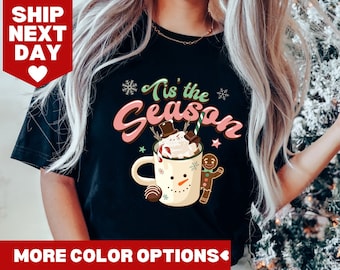 Camiseta de café navideña, camiseta navideña, camiseta para amantes del café, sudadera navideña, camiseta navideña con leche, regalo para amantes del café, camiseta navideña