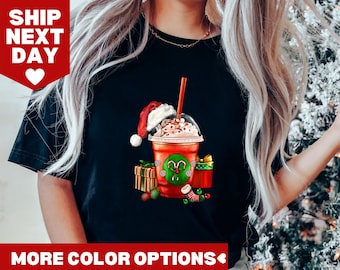 Camiseta de café navideña, camiseta navideña, camiseta para amantes del café, sudadera navideña, camiseta navideña con leche, regalo para amantes del café, camiseta navideña