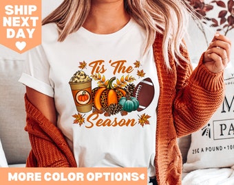 Tis The Season Shirt, Fall Pumpkin Shirt, Football Shirts for Women, Cute Pumpkin Shirt, Women Fall Tees, Fall Season Shirts, Autumn Shirt