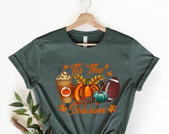 Tis The Season Shirt, Fall Pumpkin Shirt, Football Shirts for Women, Cute Pumpkin Shirt, Women Fall Tees, Fall Season Shirts, Autumn Shirt