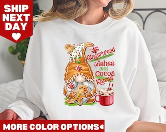 Gingerbread Wishes and Cocoa Kisses Shirt, Christmas Coffee Shirt, Christmas Shirt, Christmas Cookies Shirt, Gingerbread Shirt, Gnomes Shirt