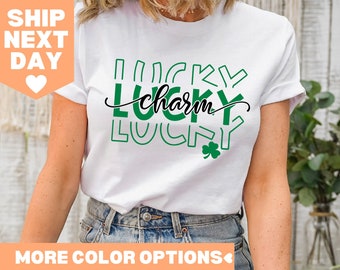 Camiseta con amuleto de la suerte, camiseta del Día de San Patricio, camiseta de la suerte, camiseta del trébol de San Patricio, camiseta del trébol de Lucy, camiseta irlandesa, camiseta del trébol de leopardo