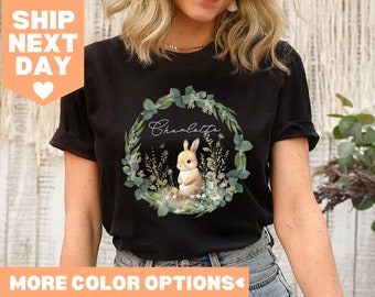 Chemise lapin de Pâques personnalisée, chemise nom de Pâques personnalisée, jolie chemise lapin, chemise de Pâques personnalisée, chemise de Pâques pour enfants, jolie chemise lapin de Pâques