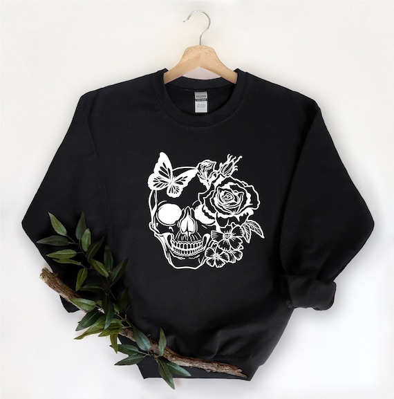 Halloween Skull Shirt, Floral Skull Tee, Skeleton Shirt, Halloween Tee, Skull Tee, Floral Skull Shirt