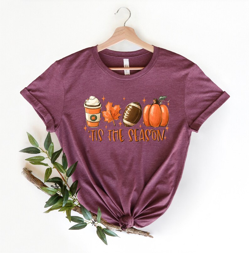 Tis The Season Shirt, Fall Pumpkin Shirt, Football Shirts for Women, Cute Pumpkin Shirt, Women Fall Tees, Fall Season Shirts, Autumn Shirt image 3