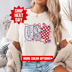 Camiseta Comfort Colors® USA, camiseta del 4 de julio, camiseta con la bandera de EE. UU., camiseta estadounidense, camiseta estadounidense, camiseta roja, blanca y azul, camiseta de EE. UU., camiseta patriótica