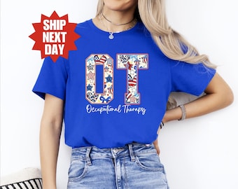 Comfort Colors® Occupational Therapy 4th of July Shirt, Patriotic Occupational Therapist Shirt, OT 4th of July Shirt, Gift for OT, OT Shirt