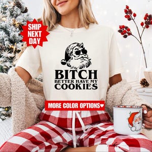 Bitch Better Have My Cookies, Rude Shirts, I Do It For The Hos, Santa Christmas grappige T-shirt kerstmis, Rude Christmas-T-shirt, offensieve kerstcadeaus afbeelding 3