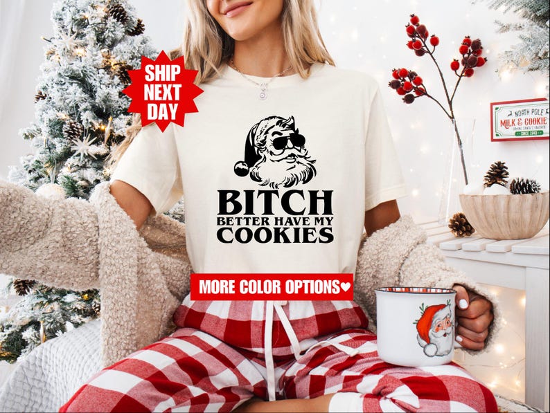 Bitch Better Have My Cookies, Rude Shirts, I Do It For The Hos, Santa Christmas grappige T-shirt kerstmis, Rude Christmas-T-shirt, offensieve kerstcadeaus afbeelding 3