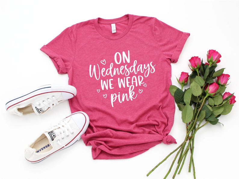 On Wednesday We Wear Pink, Mean Girls Shirt, Pink Shirt, Wednesday Shirt, Girls Matching Outfits, Best Friends Shirts, Breast Cancer Shirt image 2
