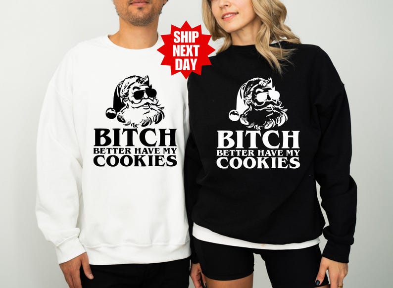 Bitch Better Have My Cookies, Rude Shirts, I Do It For The Hos, Santa Christmas grappige T-shirt kerstmis, Rude Christmas-T-shirt, offensieve kerstcadeaus afbeelding 2
