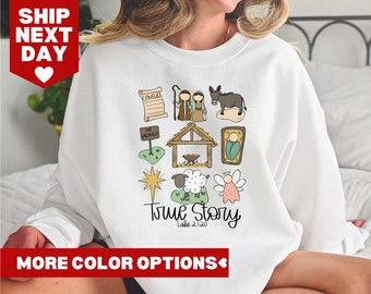 Oh heilige Nacht Sweatshirt, christliches Weihnachtshemd, wahre Geschichte Weihnachtsshirt, Krippe Sweatshirt, Weihnachten Sweatshirt, Jesus Liebhaber Shirt
