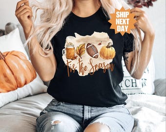 Tis The Season Shirt, Fall Pumpkin Shirt, Football Shirts for Women, Cute Pumpkin Shirt, Women Fall Tees, Fall Season Shirts, Autumn Shirt