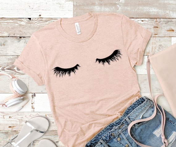 Camiseta de pestanas Camiseta de pestanas de manga corta para mujer Camisa de moda de cuello redondo con estampado de pestanas Camiseta de regalo de Navidad para damas Etsy Mexico
