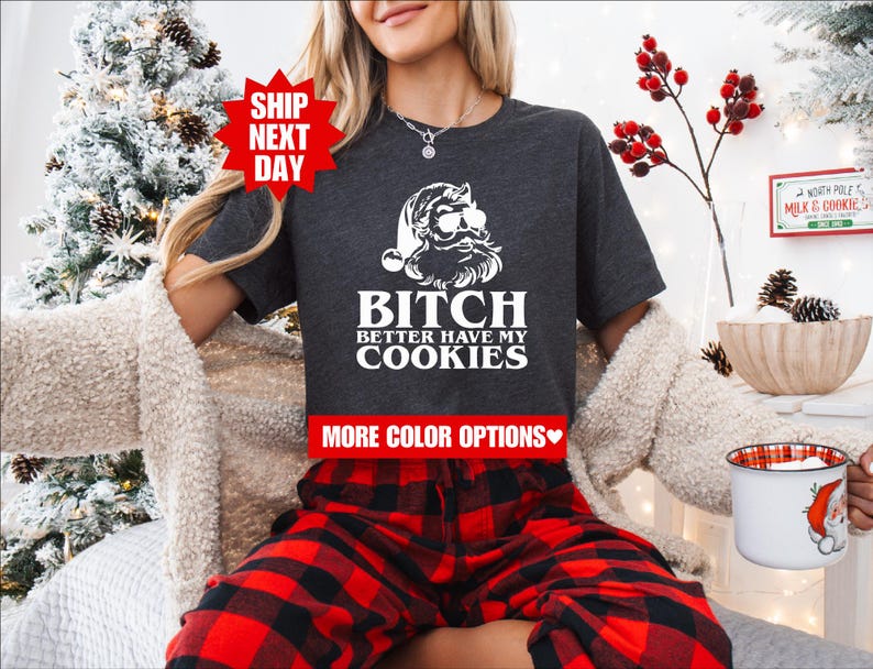 Bitch Better Have My Cookies, Rude Shirts, I Do It For The Hos, Santa Christmas grappige T-shirt kerstmis, Rude Christmas-T-shirt, offensieve kerstcadeaus afbeelding 5