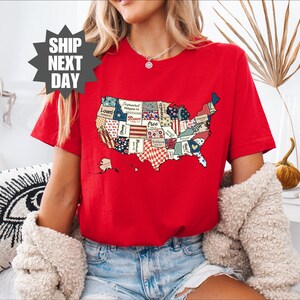 Retro USA Map Shirt, 4. Juli Shirt, Amerika Map Shirt, Unabhängigkeitstag Shirt, USA Shirt, religiöses 4. Juli Shirt, Retro USA Tee