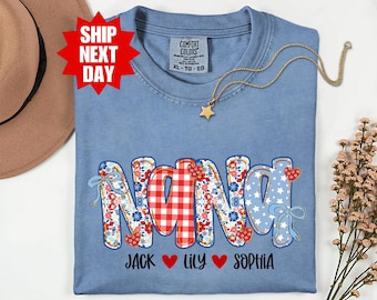Comfort Colors® American Nana Shirt, Custom Grandma Shirt, USA Grandma Shirt, Retro Nana Shirt, American Grandma Shirt, 4th of July Shirt