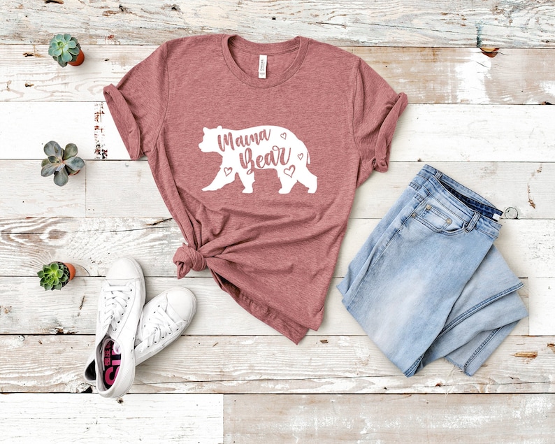 Mama Bear Shirt - Mama Bear T-shirt - Floral Mama Bear Shirt - Birthday Gift For Mom - Mother's Day Gift - Mom Bear Shirt - Mom Gift Basket image 1