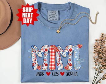 Comfort Colors® Amerikanisches Mimi-Shirt, individuelles Oma-Shirt, Oma-Shirt, Retro-Mimi-Shirt, 4.-Juli-Shirt, amerikanisches Oma-Shirt