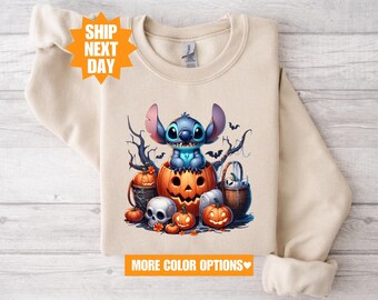 Sudadera de Halloween de Stitch, sudadera de Halloween de Disney, sudadera con capucha de Stitch, sudadera de Halloween, sudadera con capucha de Halloween de Disney, sudadera de Stitch