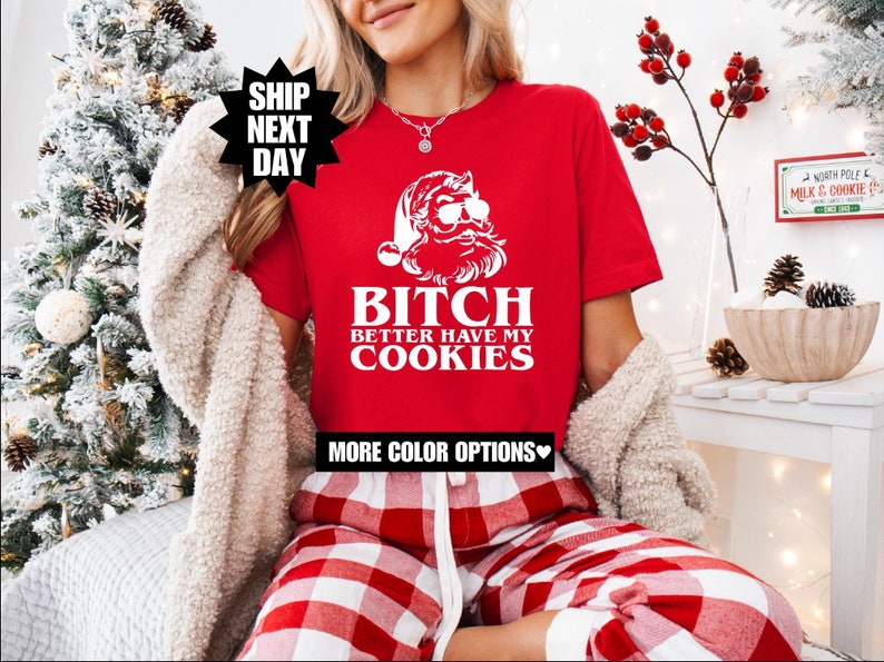 Bitch Better Have My Cookies, Rude Shirts, I Do It For The Hos, Santa Christmas grappige T-shirt kerstmis, Rude Christmas-T-shirt, offensieve kerstcadeaus afbeelding 1