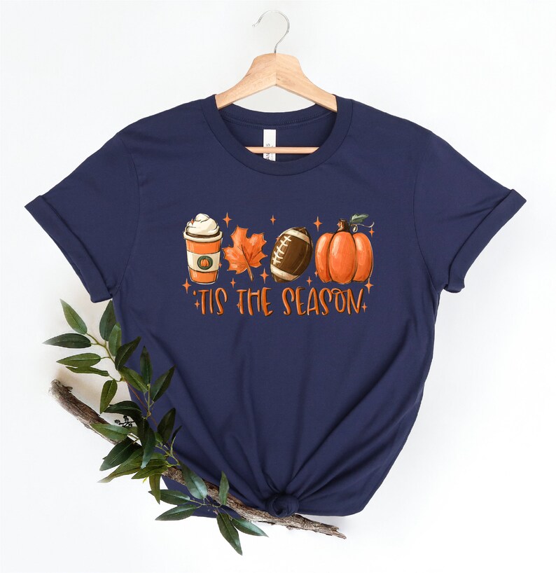 Tis The Season Shirt, Fall Pumpkin Shirt, Football Shirts for Women, Cute Pumpkin Shirt, Women Fall Tees, Fall Season Shirts, Autumn Shirt image 2