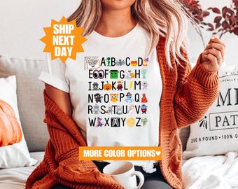 Halloween Alphabet Shirt, Halloween Teacher Shirt, Alphabet Shirt, Funny Halloween Teacher Shirt, ABC Shirt, Kindergarten Teacher Shirt
