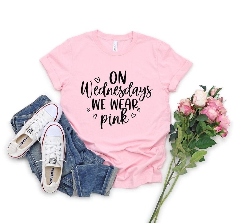 On Wednesday We Wear Pink, Mean Girls Shirt, Pink Shirt, Wednesday Shirt, Girls Matching Outfits, Best Friends Shirts, Breast Cancer Shirt image 1
