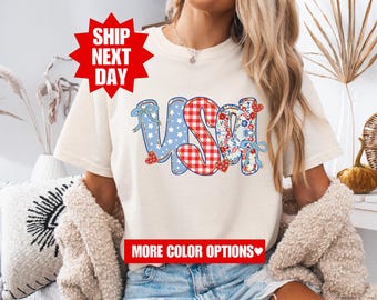 Comfort Colors® USA Shirt, 4th of July Shirt, USA Flag Shirt, American Shirt, USA Tee, America Shirt, Patriotic Shirt, Red White Blue Shirt