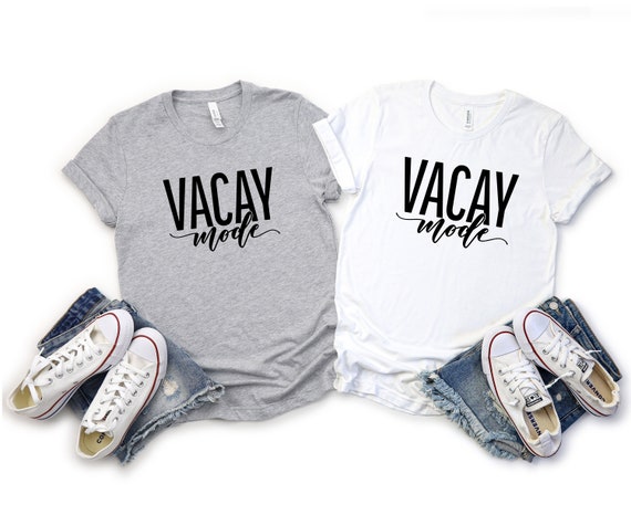 Women's Vacay Mode Shirt, Vacation Shirts for Women, Funny Travel Tee Shirt, Ladies Round Neck Vacay Mode Tee Gift, Women's Travel Shirt
