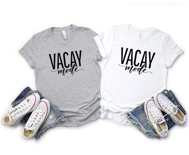 Women's Vacay Mode Shirt, Vacation Shirts for Women, Funny Travel Tee Shirt, Ladies Round Neck Vacay Mode Tee Gift, Women's Travel Shirt image 1