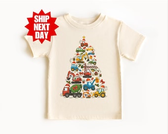 Trucks Christmas Tree Sweatshirt, Kids Excavator Christmas Shirt, Christmas Kids Holiday Sweater, Kids Christmas Shirt, Holiday Kids Shirt