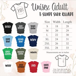 a women's t - shirt size chart with different colors