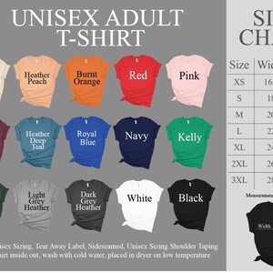 a women's t - shirt size chart with different colors