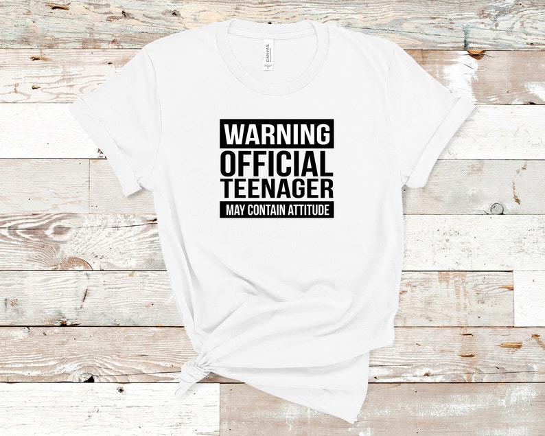 Warning Official Teenager Shirt, May Contain Attitude Teenager Tee, Official Teenager Tee, Warning Official Teen Tee, 13th Birthday Boys Tee image 1