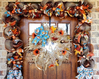 Fall garland, fall front door garland, fall mantle garland, fall staircase garland, fall garland for front door,fall decor