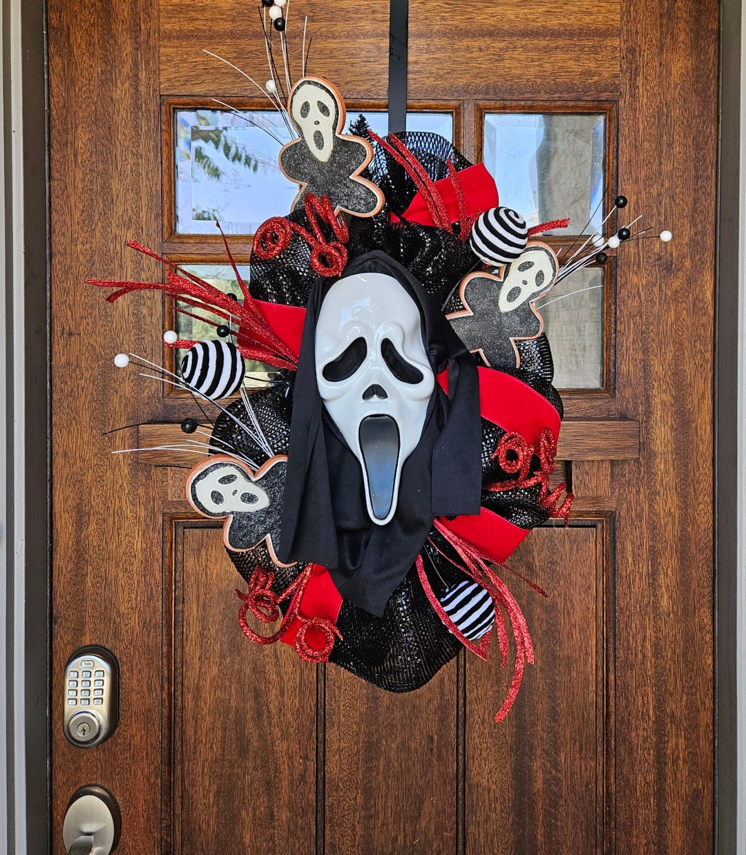 Ghost Wreath, Ghostface Wreath, Halloween Wreath, Front Door Halloween