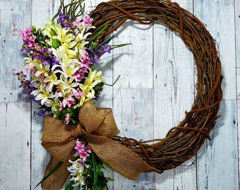 Spring front door wreath, spring wreath for front door, spring wreath, Easter wreath, Easter wreath for front door, spring outdoor wreath