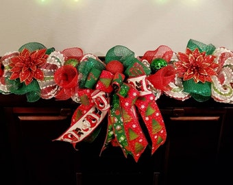 Christmas garland, Christmas mantle garland, table runner, centerpiece, christmas decoration, traditional christmas garland,
